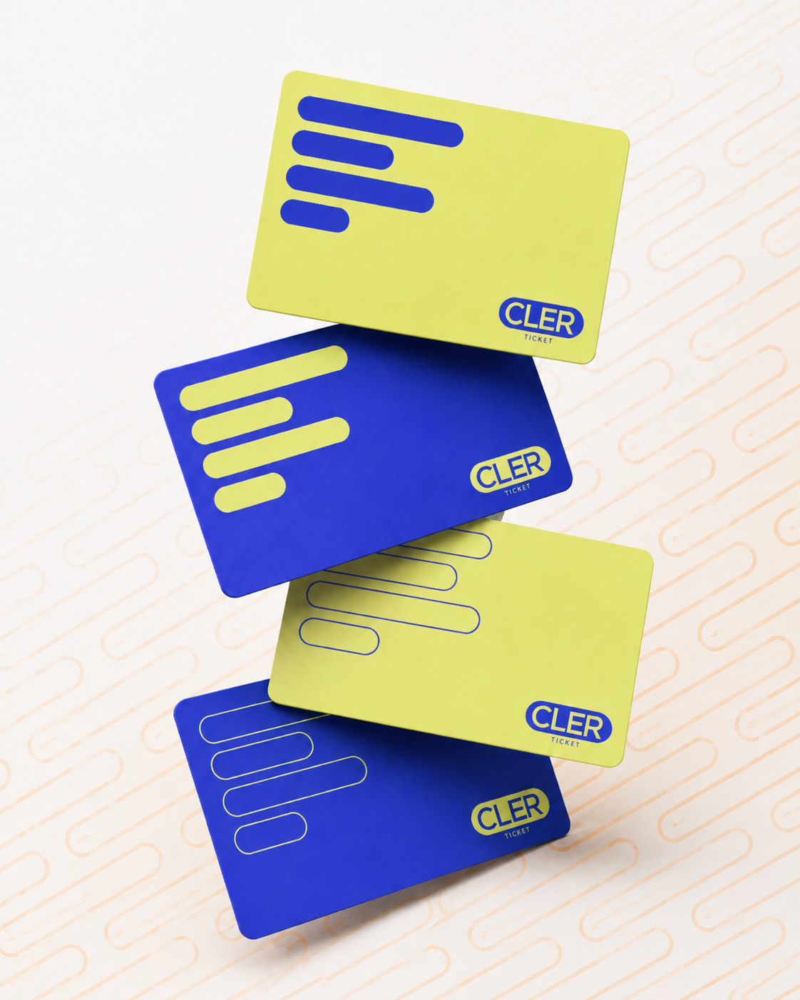 Tarjetas CLER Ticket Regalo, Combustible y Visa apiladas